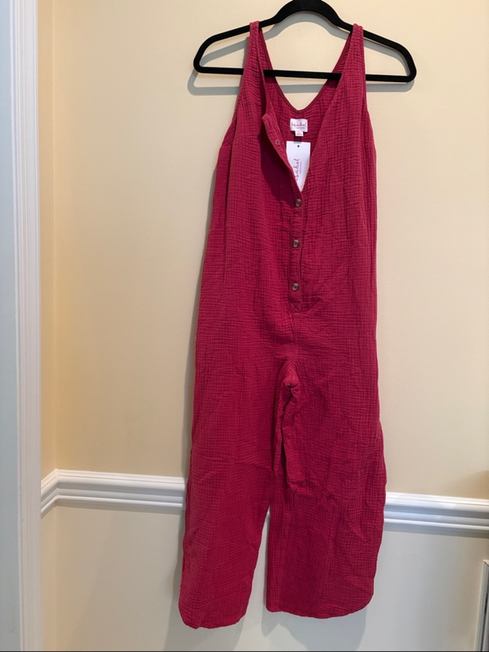 NWT Sleeveless Button-Front Raspberry Maternity Jumpsuit XS